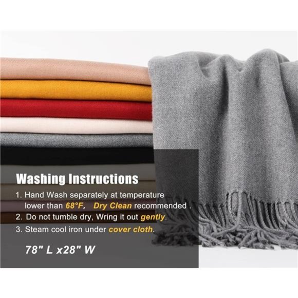 Women's Winter Scarf Cashmere Feel Pashmina‎ Shawl Wraps Soft Warm Blanket - Picture 6 of 6